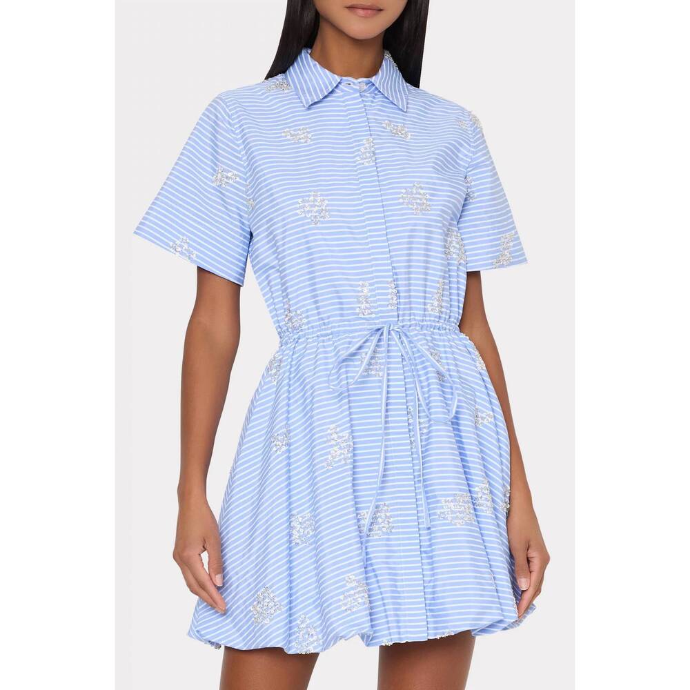 NEW MILLY willa beaded mini dress in blue/white